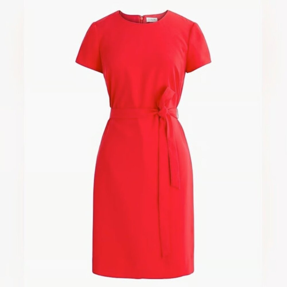🔴J.Crew Factory Belted Suiting Dress |‎ Power Red | NWT 🔴